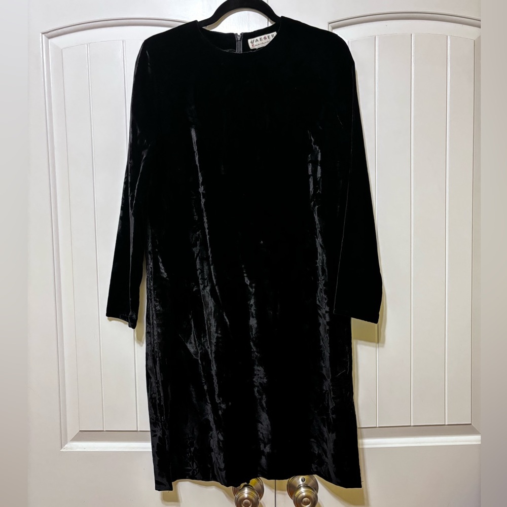 Vintage Jaeger 90s Floral Velvet Midi Dress Romantic Dark Academia Cottagecore
